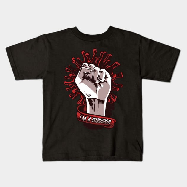 Coronavirus Survivor Kids T-Shirt by Black Phoenix Designs